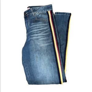 Gianni Bini High Rise Striped Sides Skinny Jeans Sz 7